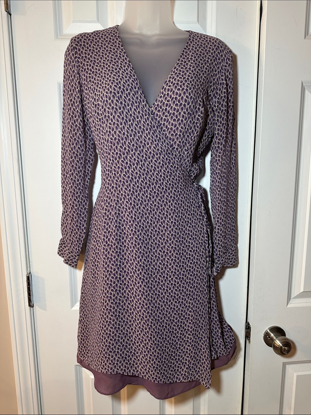 Ann Taylor Lavender Purple Printed Wrap Dress